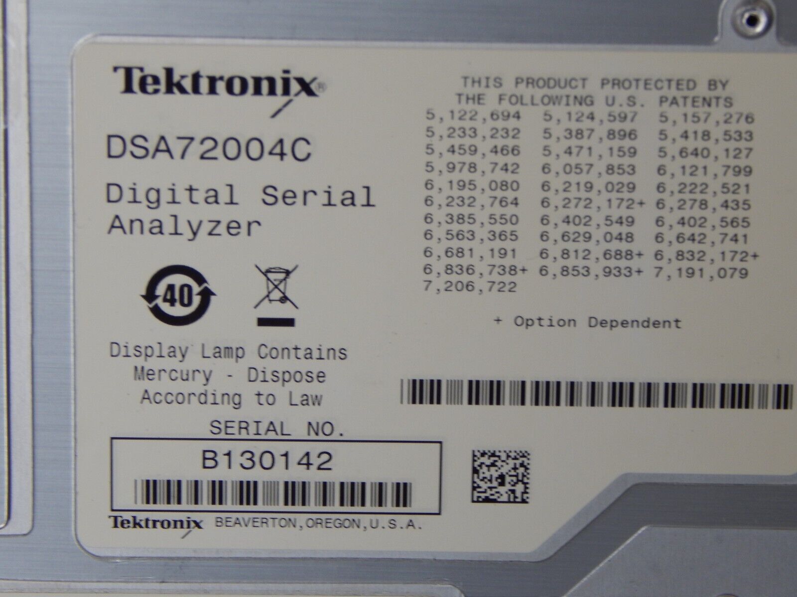Tektronix DSA72004C Digital Oscilloscope w/NIST cal & data, Opt. 20XL Tektronix DSA72004C Digital Oscilloscope w/NIST cal & data, Opt. 20XL